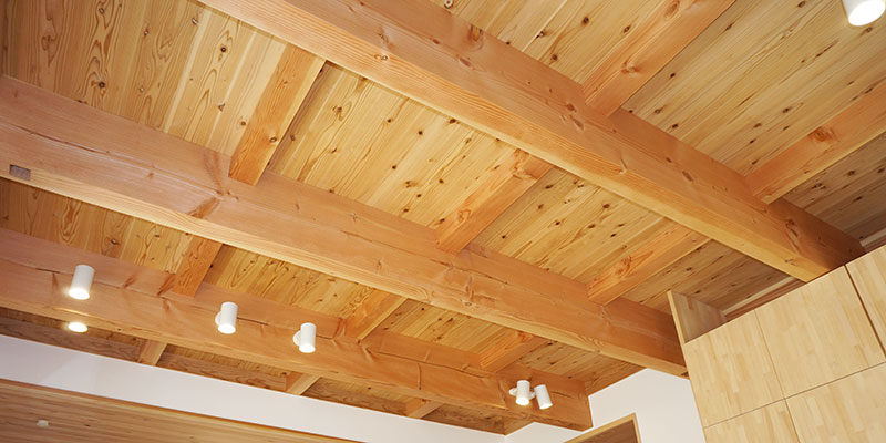 犬山市の杉板張りの天井の家